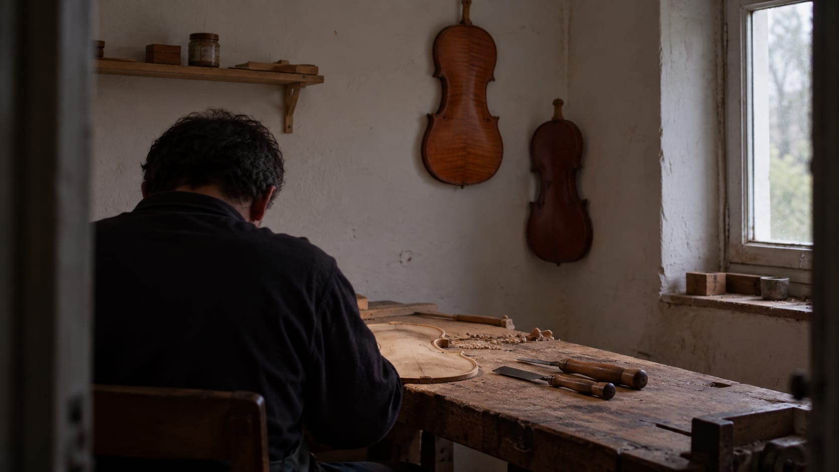 Craftspeople working in a workshop